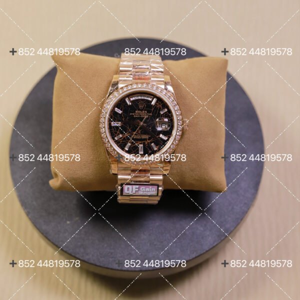 Rolex Day-Date Series Black Cracked Disc Diamond Bezel